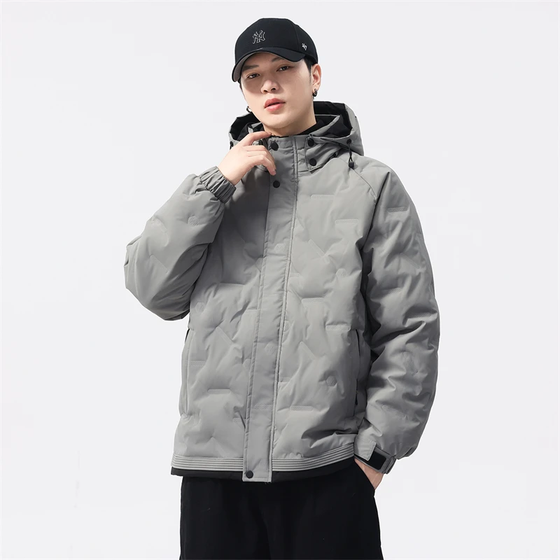 冬カジュアル高級品質メンズ綿入りジャケット冬耐寒性暖かいフード付きコートファッショナブルな綿入りジャケット