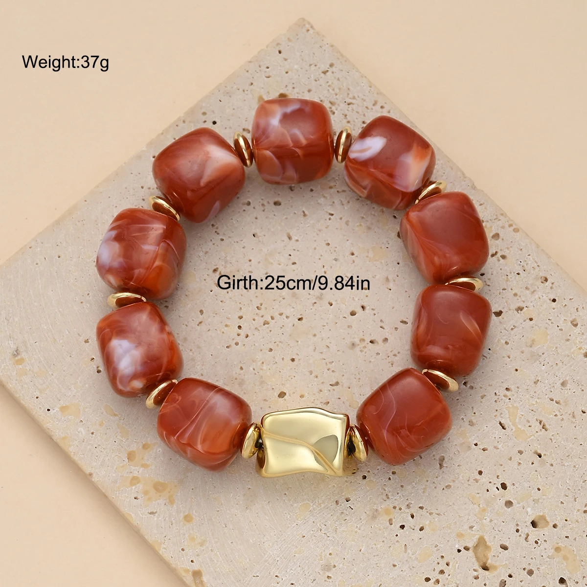 Modische Bunte Acryl-Quadratperlen Elastische Armbänder für Frauen CCB Geometrische Perlen-Stapelbare Armreifen Schmuck Geschenke – Detail 6