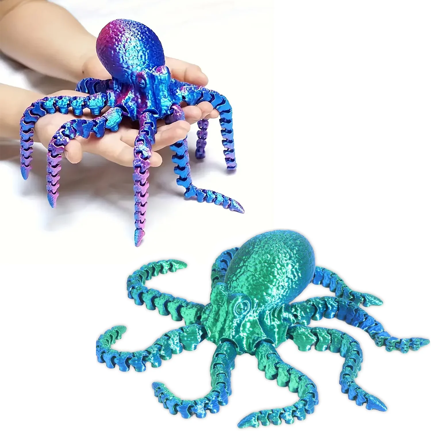 Pulpo impreso en 3D, juguete de calamar gigante movible de una pieza, adorno de mesa de Animal del océano, juguete de regalo Ideal