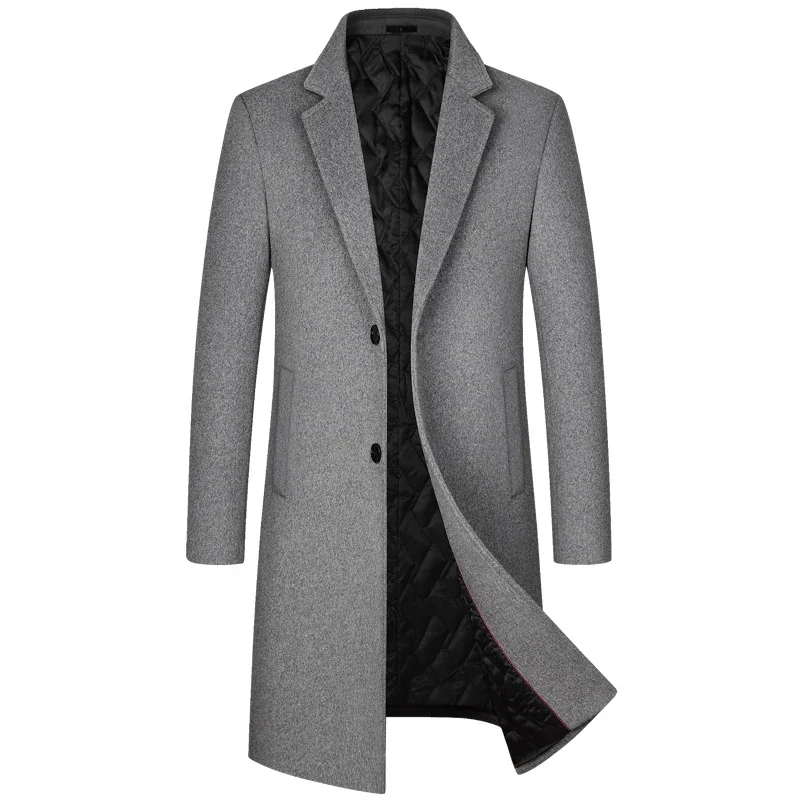 

2023 Winter Wool Coat Men Fashion Long Wool Blends England Style Business Casual Trench Coat Men Solid Thick Wool Coats Jackets