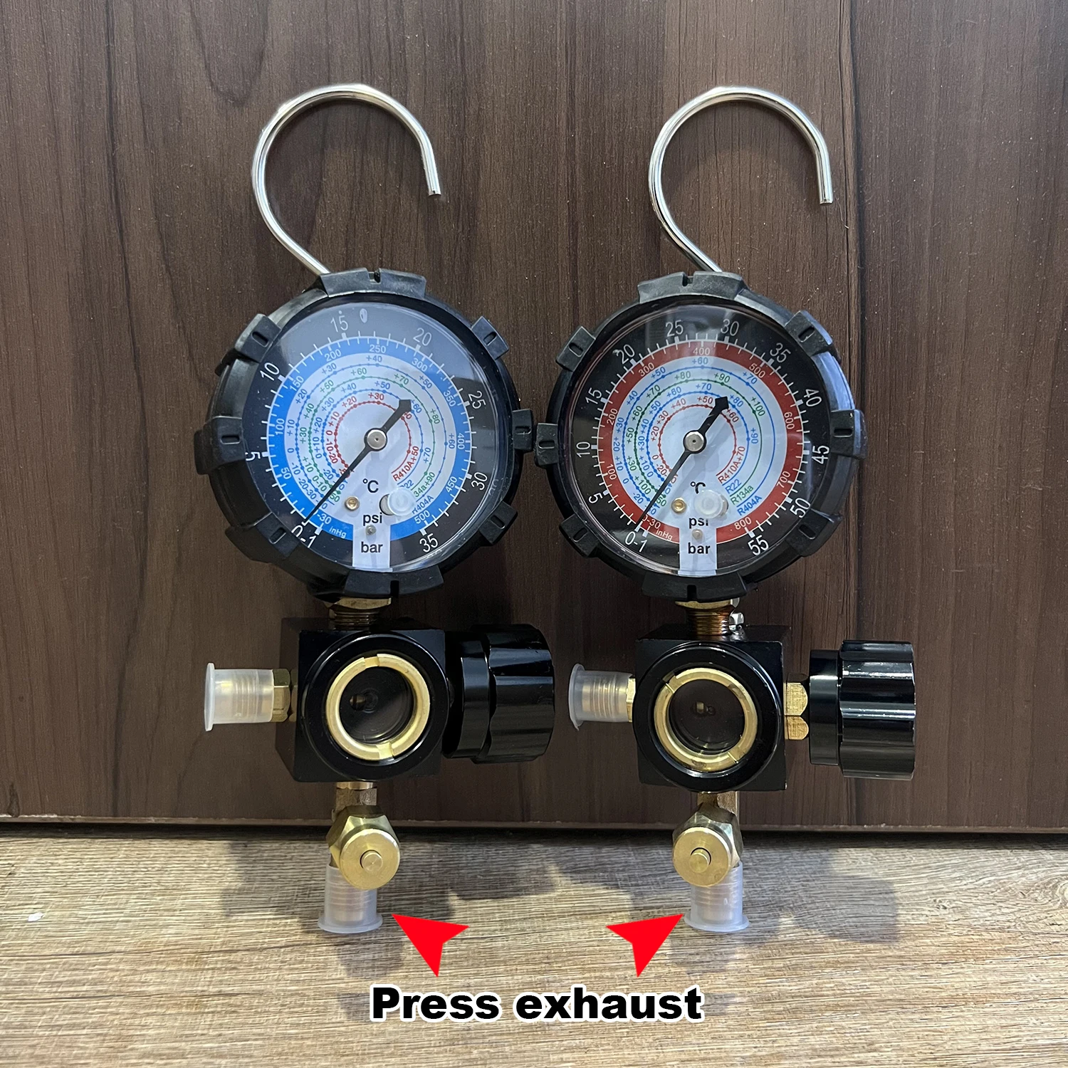 Air Condition Gauge Set For R410A R22 R134a R404A Refrigerants Manifold Gauge Manometer Valve 800psi/500psi with Visual Mirror