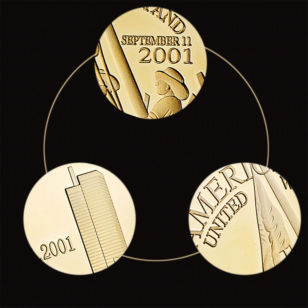 USA Freedom United We Stand 2001.9.11 Remember Attacks 1 World Trade Center Gold Recalling History Collectible Coin