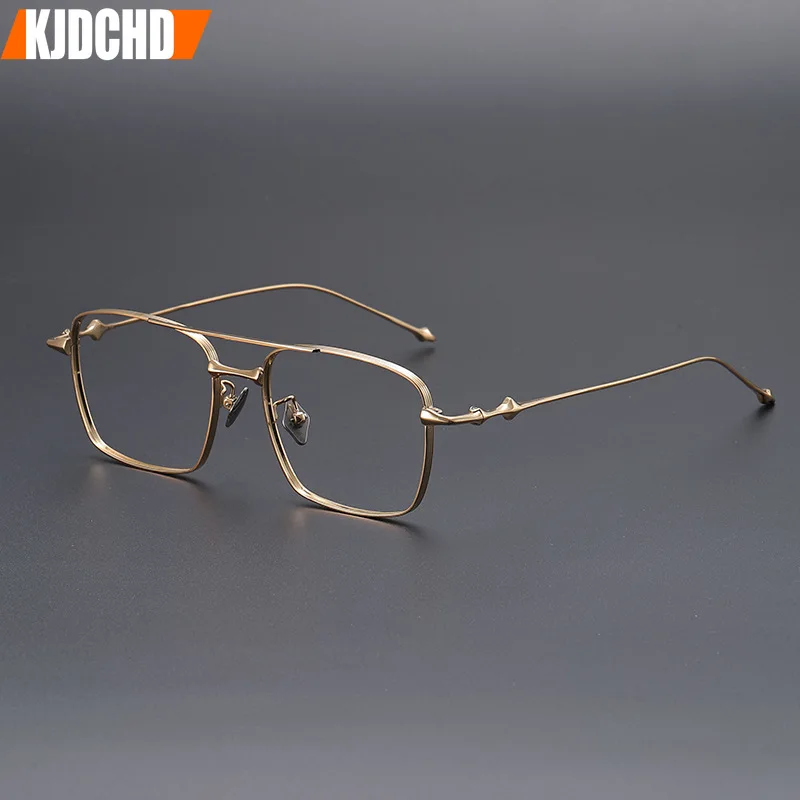 

KJDCHD Fashion Pilot Men's Glasses Frame Ultralight Titanium Alloy Women's Eyeglasses Big Size Optical Prescription Eyewear