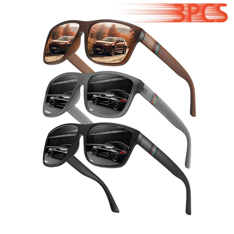 3PCS Unisex Designer Vintage Check Oversized Sunglasses for Outdoor Picnic Casual Hangout Neutral Casual Driving Fishing Eyewear