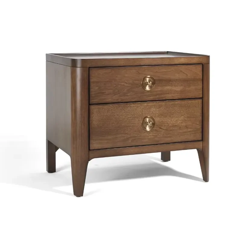 Round Solid Wood Side Table Modern Bedside Nightstand with Storage Shelf for Living Room Bedroom Furniture Small End Table