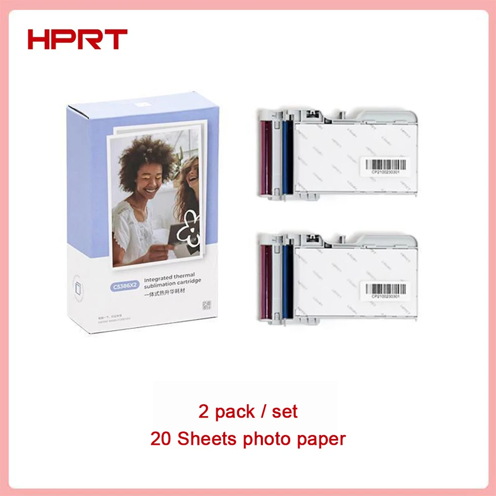 20 Vellen/60 Vellen Hprt Cp2100 Mini Fotoprinter Fotopapier 2X3 ''Alles In Één Papier Thermisch Specifieke Kleur Lint Fotopapier