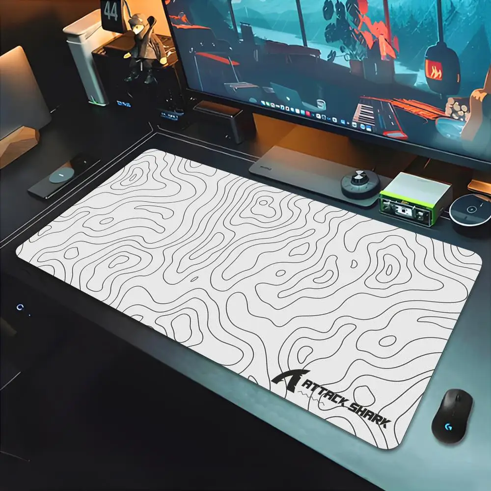 Topographic Attack Shark Mouse Pad Gamer Keyboard Mat Pads Gaming Desk Protector Laptops Large Mousepad Cartoon Deskmat