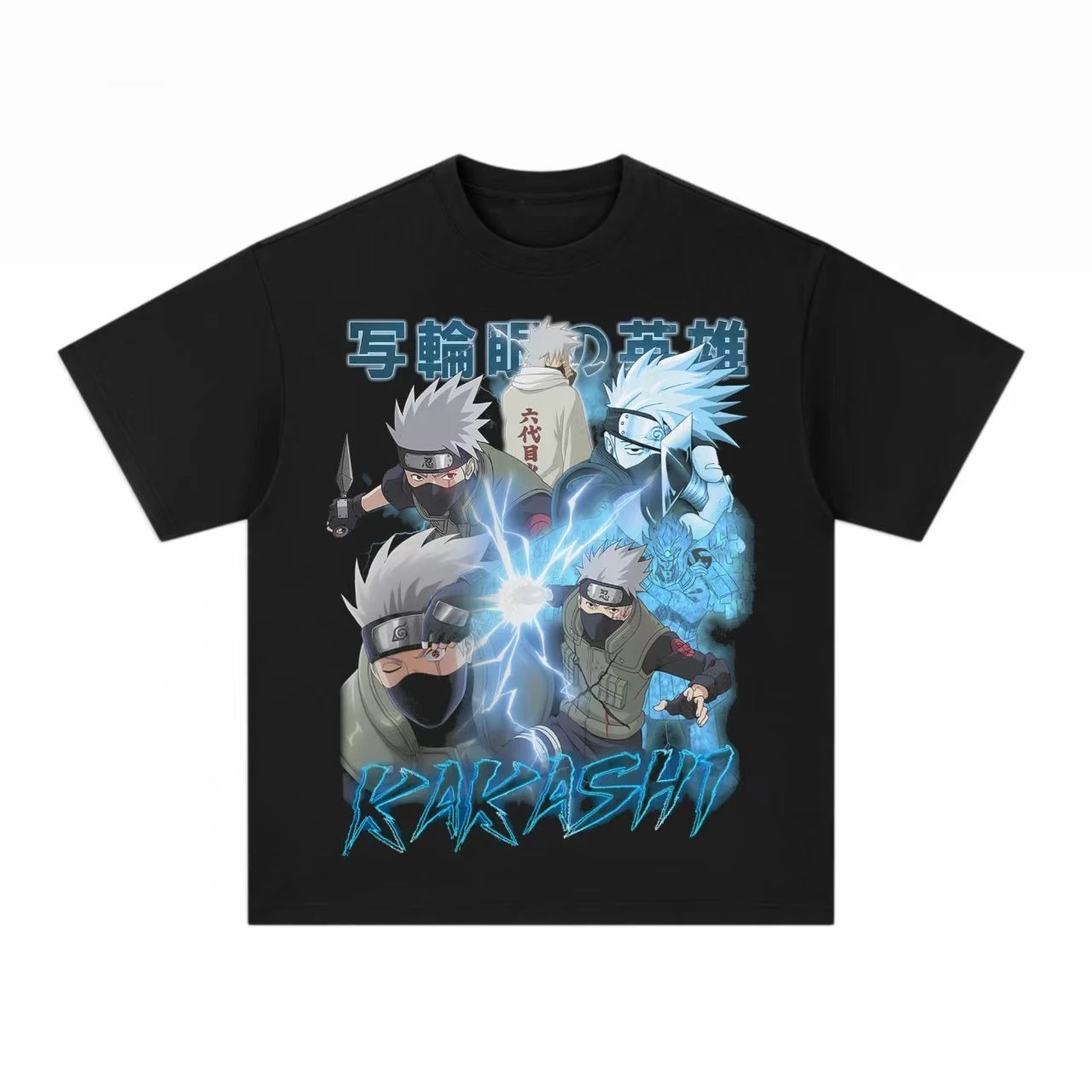 

100% Cotton Naruto Shippuden 6th Generation Naruto Kakashi Anime American Retro Short Sleeve T-Shirt Men and Women Tide