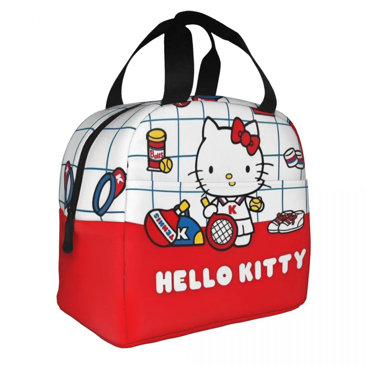 Hello Kitty Tennis Day Insulated Lunch Bag Thermal Bag Reusable Portable Tote Lunch Box Men Women Beach Travel