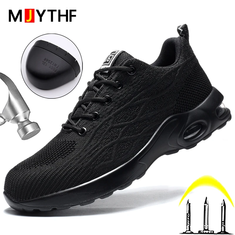 Nuove scarpe da lavoro da uomo con cuscino d\'aria nero scarpe antinfortunistiche antiforatura da uomo calzature indistruttibili Sneakers da lavoro