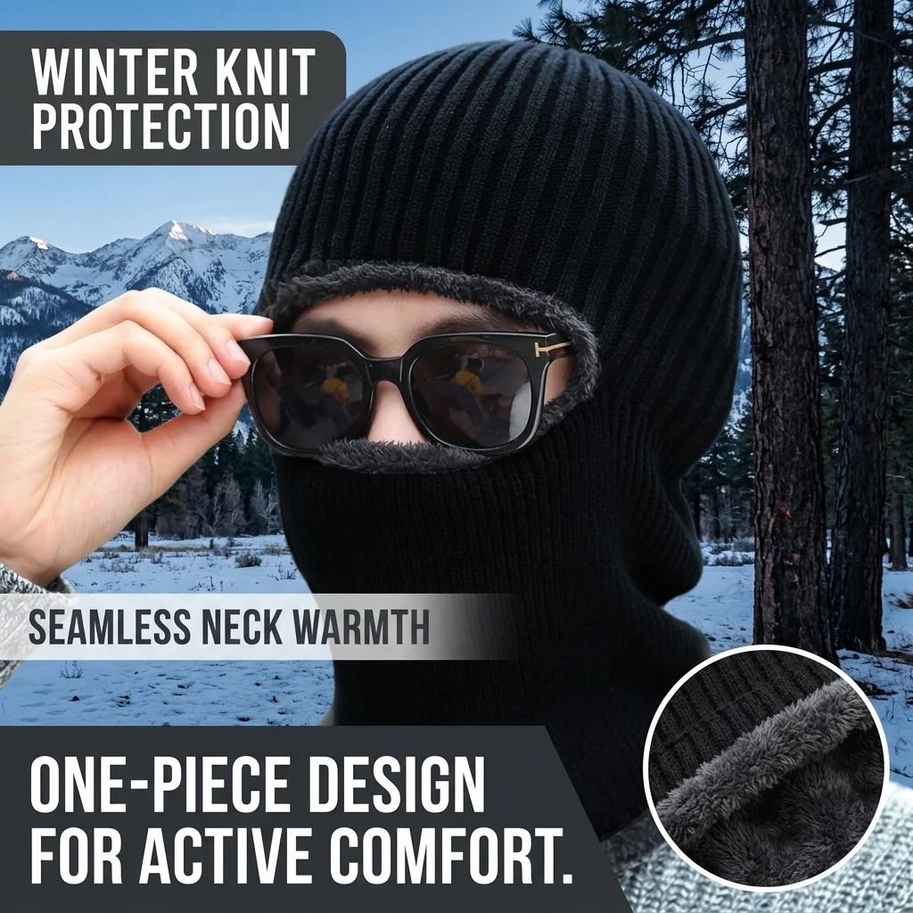 Knit Hat Soft Winter Warm Beanie for Men Women Cycling Hiking Durable Thermal Earflap Neck Warmer Cap