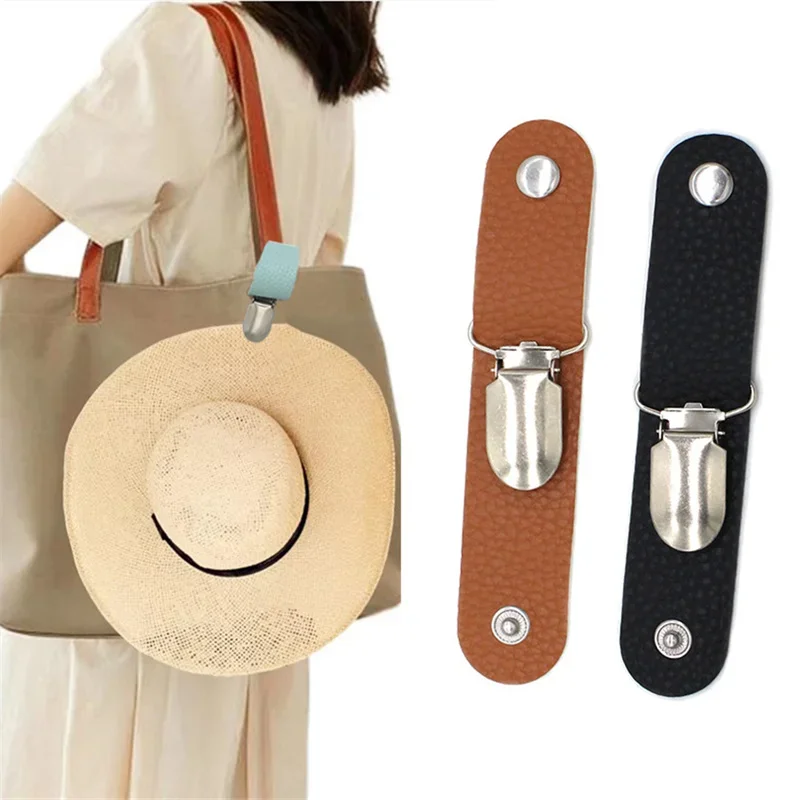 

Travel Leather Hat Clip Outdoor Backpack Luggage Storage Bag Leather Hat Clip Multifunctional Straw Hat Clip Hat Accessories