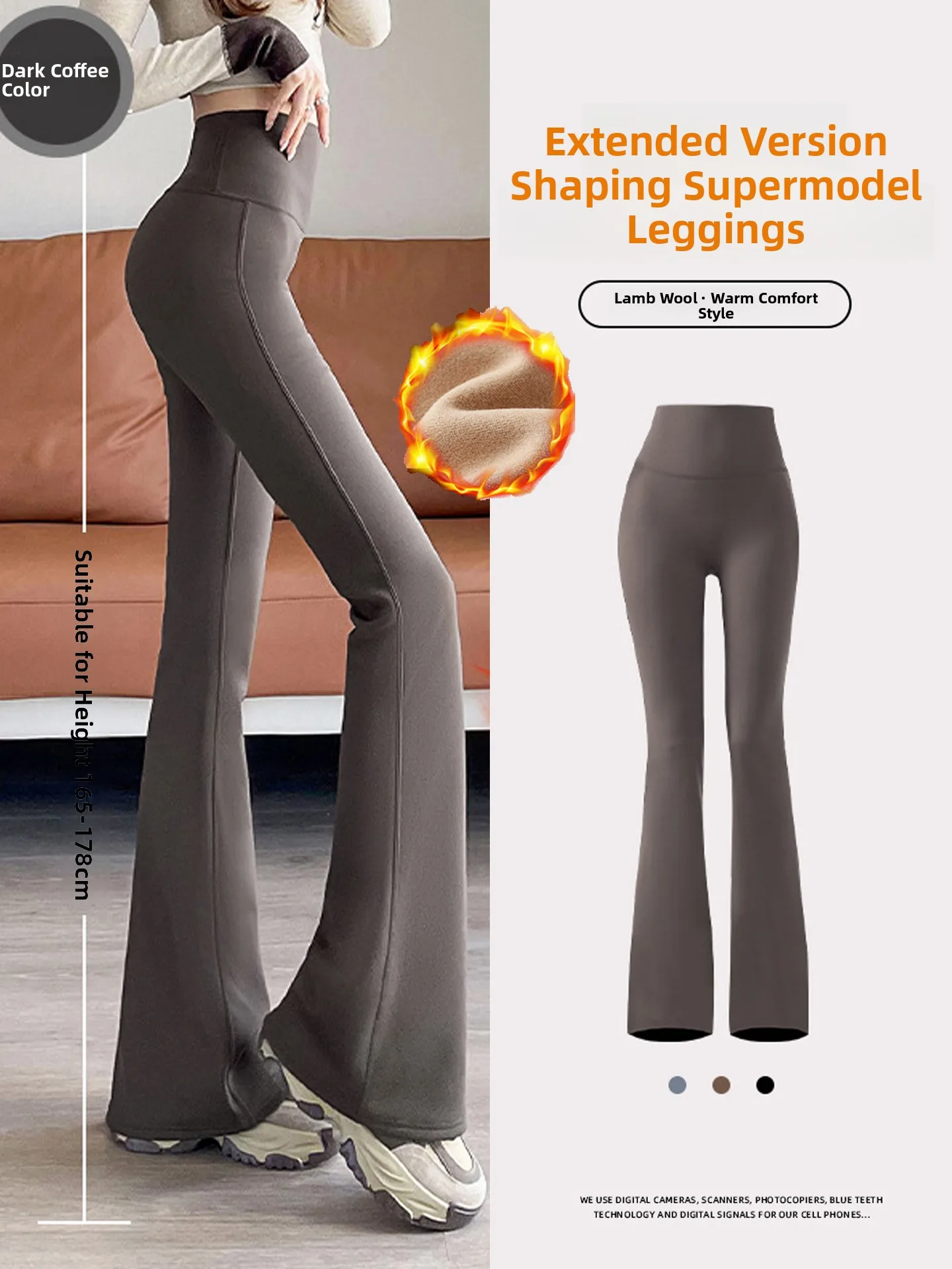 

Брюки для йоги карамельного цвета с удлиненной подкладкой и высокой талией, осенне-зимняя женская верхняя одежда, теплая одежда Bootcut Trou...