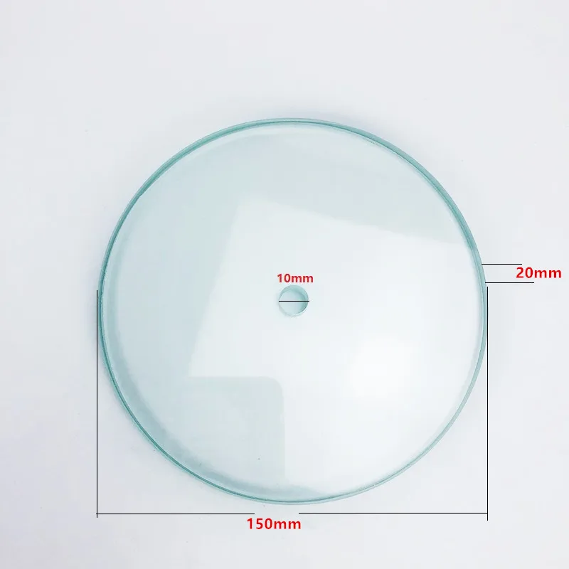 Borosilicate Transparent Glass, Disc  Diameter 150mm With 10mm Round Hole In The Middle ,Thickness 20mm