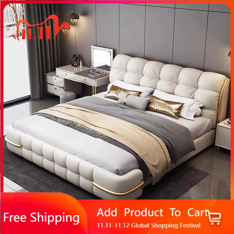 

Кожаная массажная кровать для спальни, спальная платформа, безопасная дизайнерская кровать, роскошный современный диван, изголовье Letto Matrimoniale, мебель для отеля