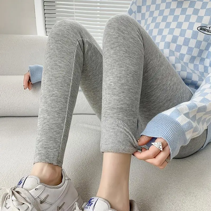 

Women's Autumn Brued Leggings High Waist Trousers Long Pants Polyester Fiber Base Layer Pants Faion Ladies' Bot Wear