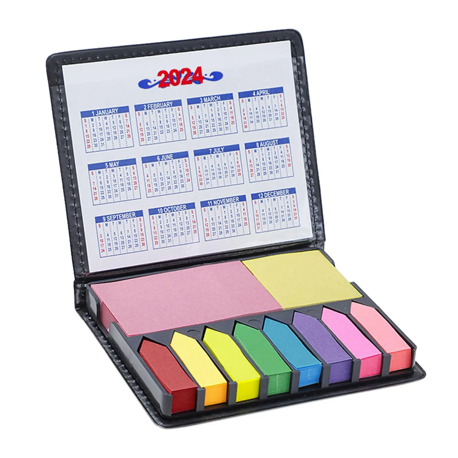 Sticky Notes Boxed Set with Calendar with PU Leather Packing Box Marker Tabs 1000 Pages Ideal Gift Colored Divider Sticky Notes