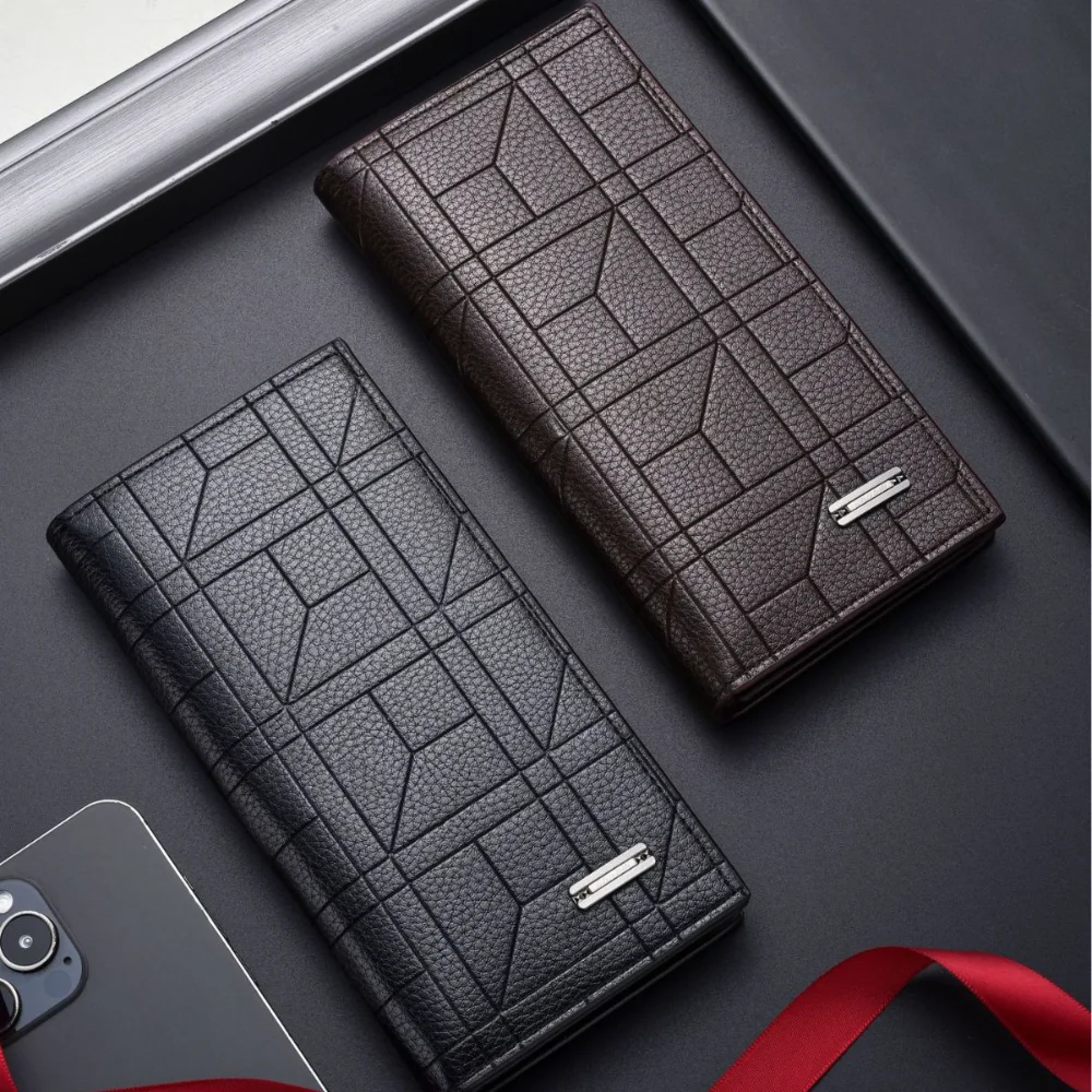 High Capacity Long Men Wallet PU Leather Coin Card Holders Purses Male Clutch Slim Money Bag Multi-Card Holder Vertical Wallets