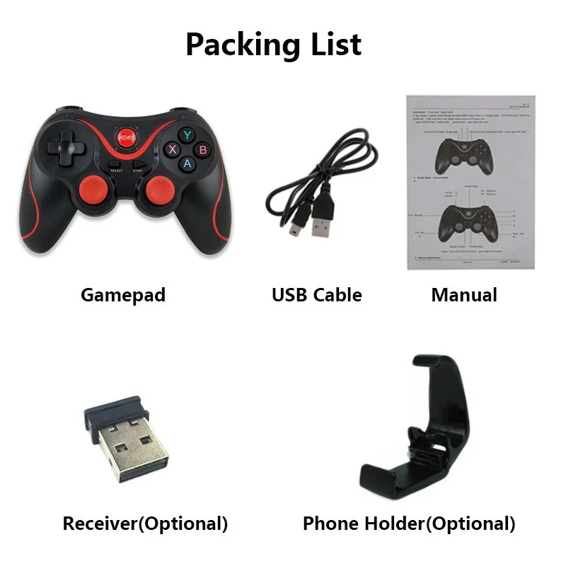 T3 USB 2.4G لاسلكي BT عصا التحكم لعبة تحكم للهاتف المحمول أندرويد/IOS/ PS3/ PC/التبديل تحكم غمبد التوصيل والتشغيل