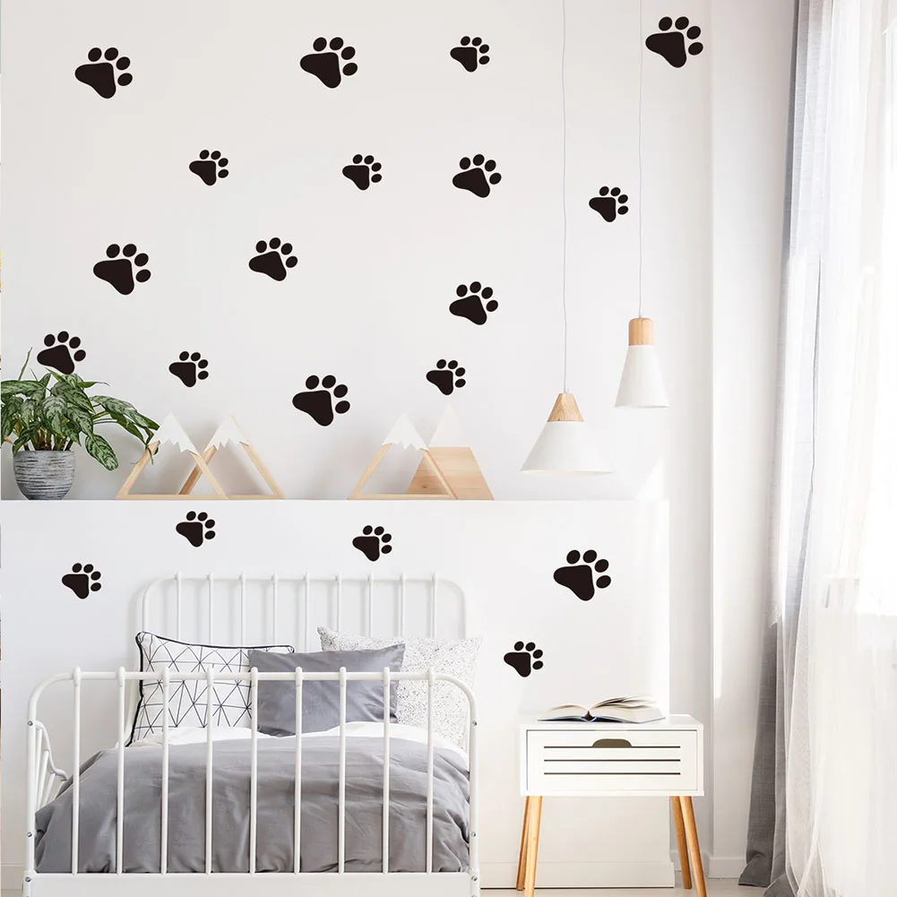 44pcs Dog and Cat Paw Print Wall Stickers for Home and Pet Spaces Vinyl Decals for Walls Furniture and Other Surfaces