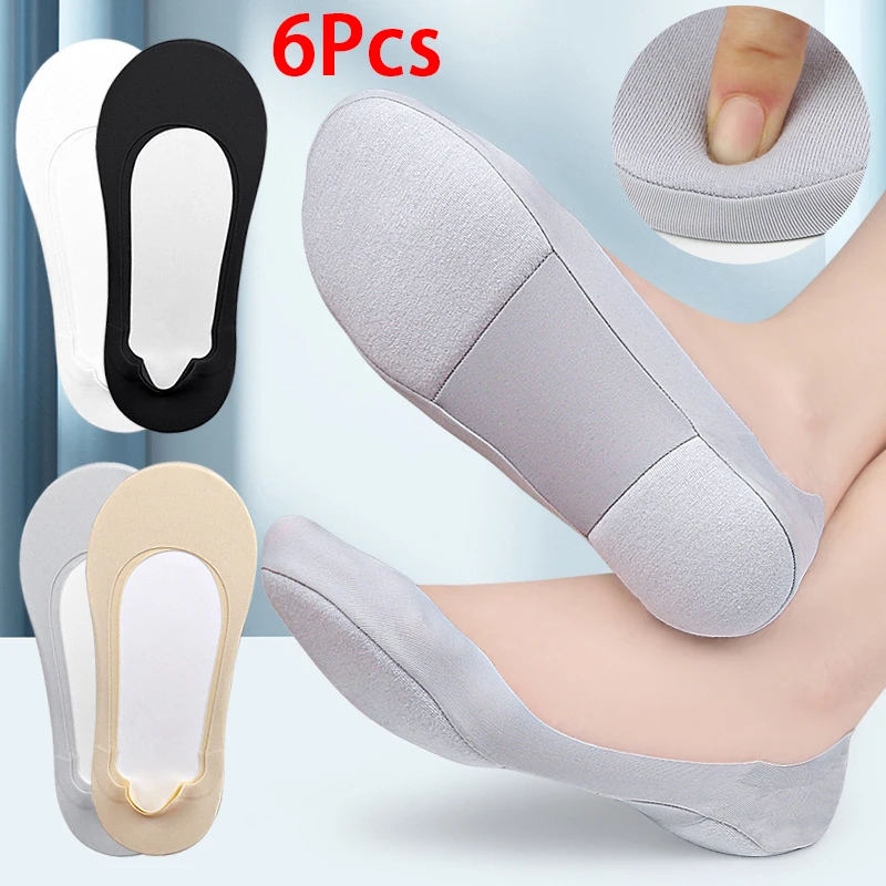 2Pcs/6Pcs New Anti-Slip Shoe Pads Women's Boat Socks Soft Shock-absorbing Sponge Insoles Invisible