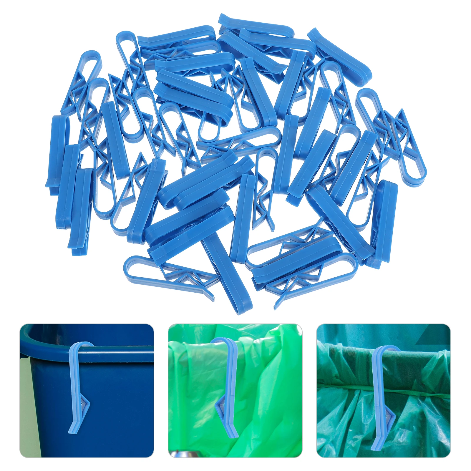 

50 Pcs Garbage Clip Clips Trash Can Plastic Waste Holder Foldable Bin Edge Clamp Fixing