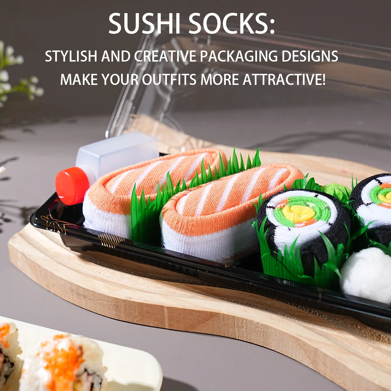 زوجان من جوارب منتصف الساق للرجال والنساء، جوارب صندوق هدايا سوشي السلمون الملونة المبتكرة والممتعة، طراز عصري أوروبي وأمريكي، هدايا جديدة غير رسمية للحفلات، عيد الميلاد، سانتا كلوز، أنماط الخريف والشتاء، جميع المواسم #3