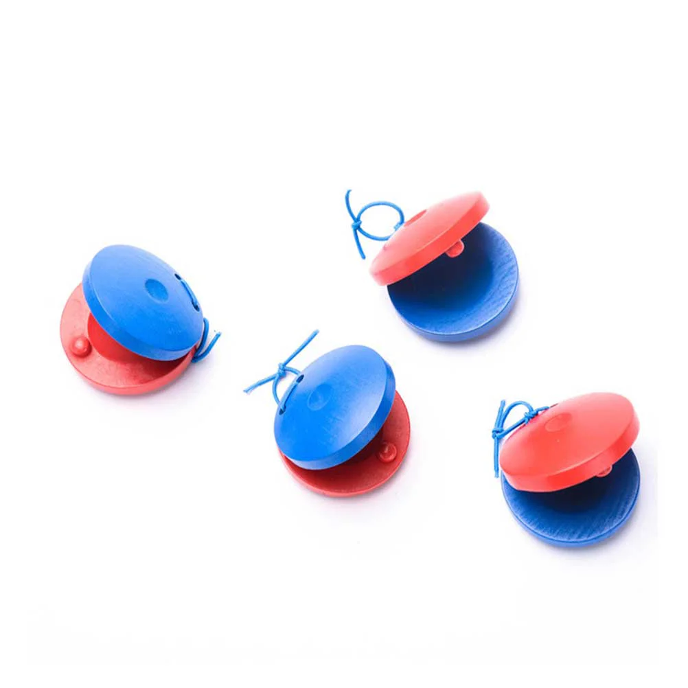 4 Pcs Instruments Musical Wooden Castanet Children Toys Finger Castanets Early Education