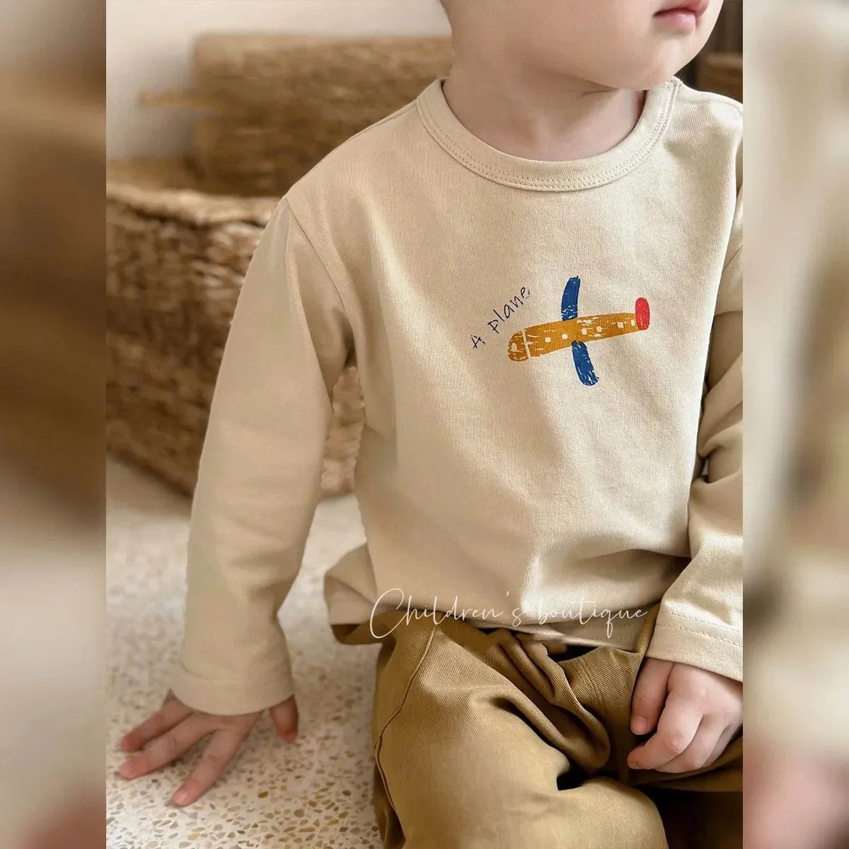 Ins Autumn Toddler Baby Boys Tees Cotton Retro Printed Casual Infant Boys Long Sleeves Loose Boutique Children Boys Pullover Top