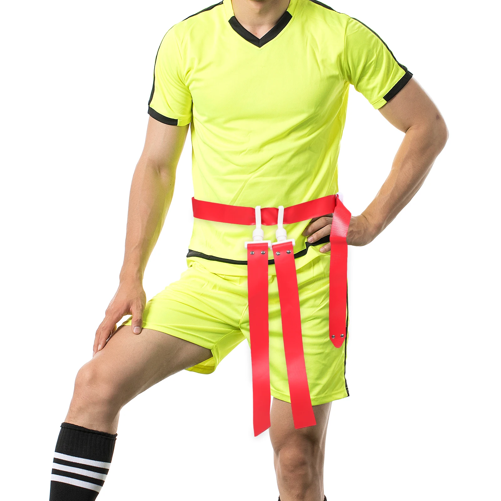 مجموعة حزام علم الخصر للرجبي لكرة القدم الفاخرة، حزام قابل للتعديل عالي التحمل، لا حاجة لأدوات الإعداد السريع للعبة الخارجية