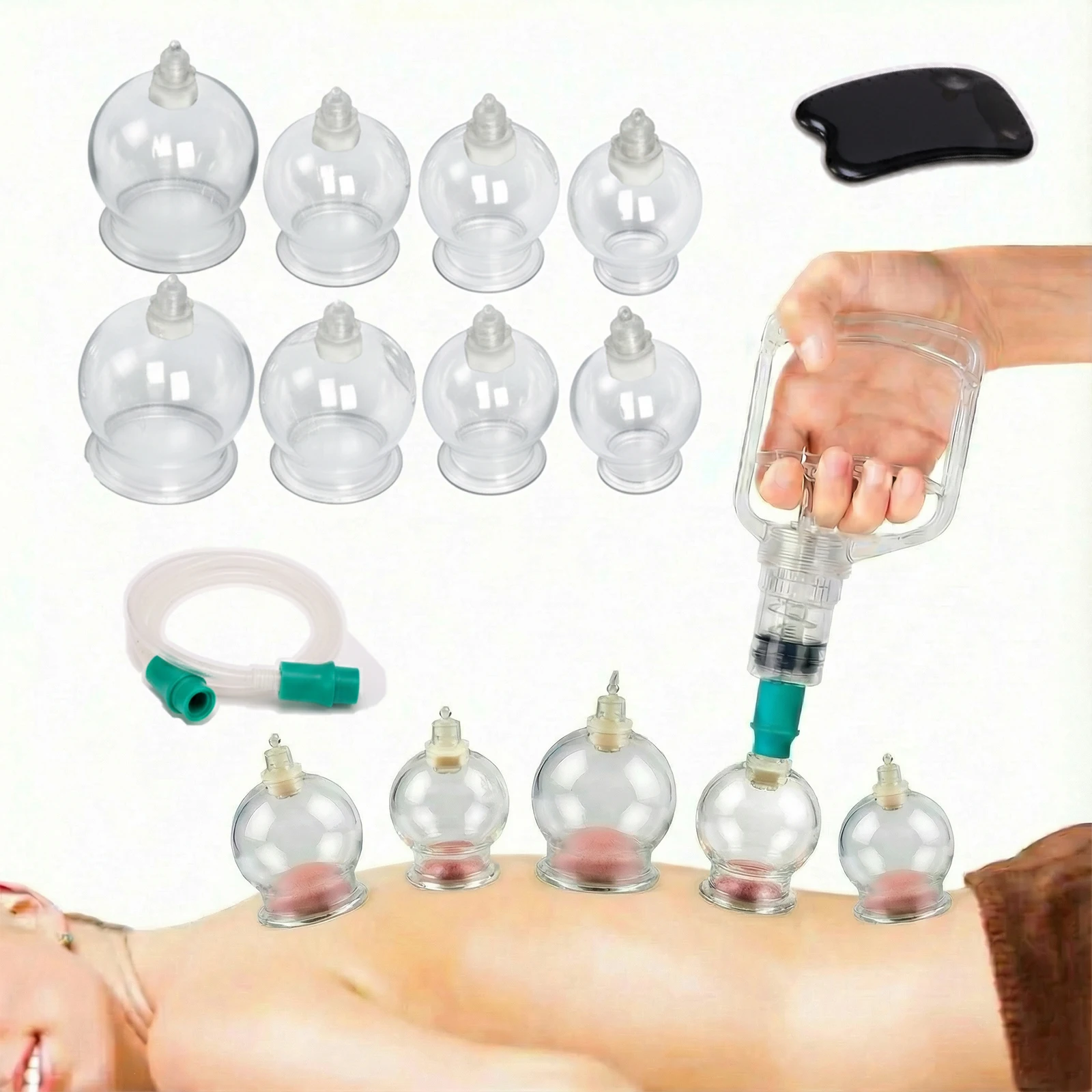 

Traditional Gourd-Shaped Cupping Therapy Kit, 8 Cups with Pump for Pain Relief and Detox Massage
