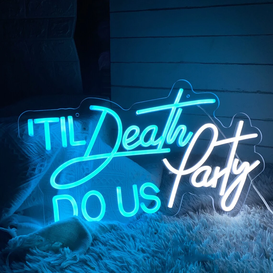 Til Death DO US Party Neon Sign, Custom Wedding Neon Home Bedroom Wall Decor Personalized Gift Wedding Engagement Decor