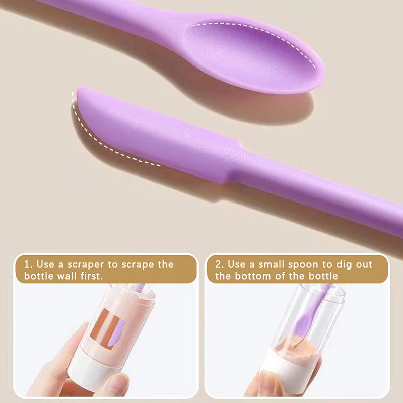 2 In 1 Silicone Scoop Scraper Set Cosmetic Liquid Foundation Face Cream Spoon Scraping Face Mini Double-Headed Skin Care Tools