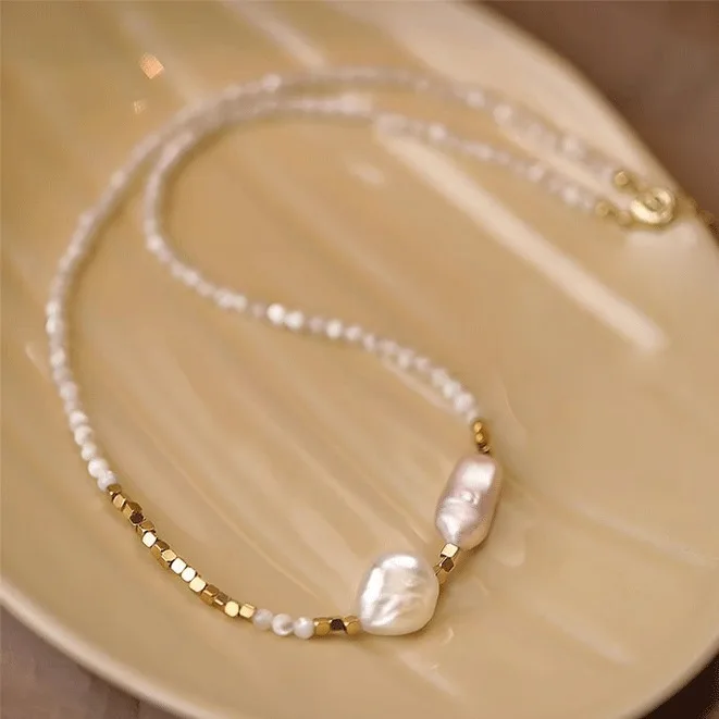 New Arrival Elegant Natural Baroque Freshwater Pearl 14K Gold Filled Lady Beads Chain Necklace Jewelry For Women Birthday Gifts