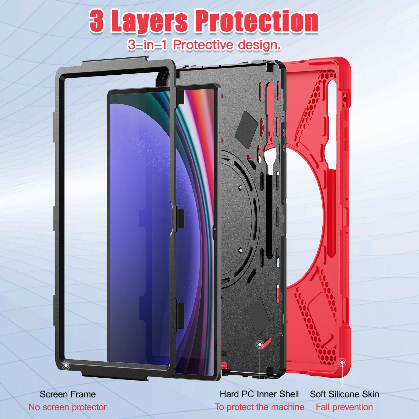 Tablet Protective Case Suitable for Samsung Galaxy Tab S8Ultra 2022/S9Ultra 2023/S10Ultra 2024  Slot Holder 6 Colors Available