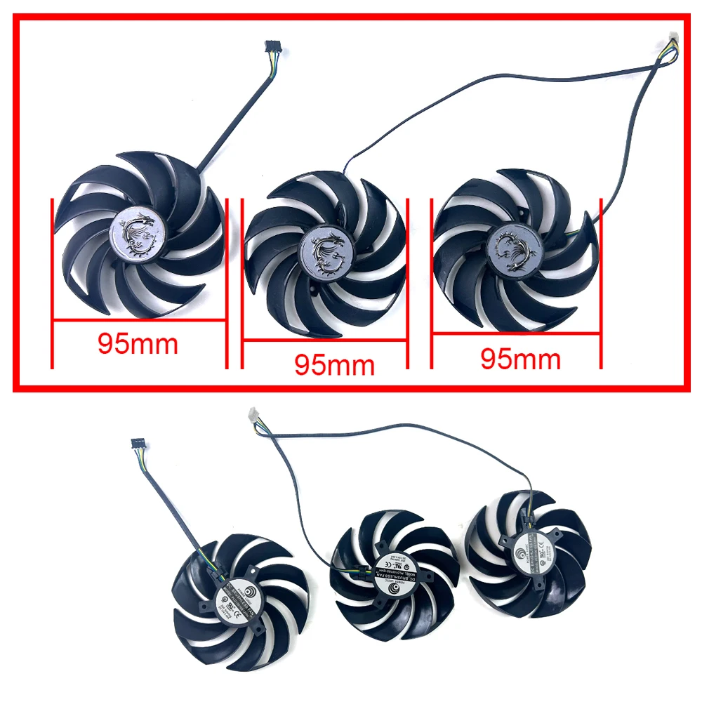 NEW Cooling Fan 95mm PLD10010B12HH GPU Cooler For MSI GeForce RTX 3070 3070Ti 3080 3080Ti 3090 Ti SUPRIM X Graphics Video Card