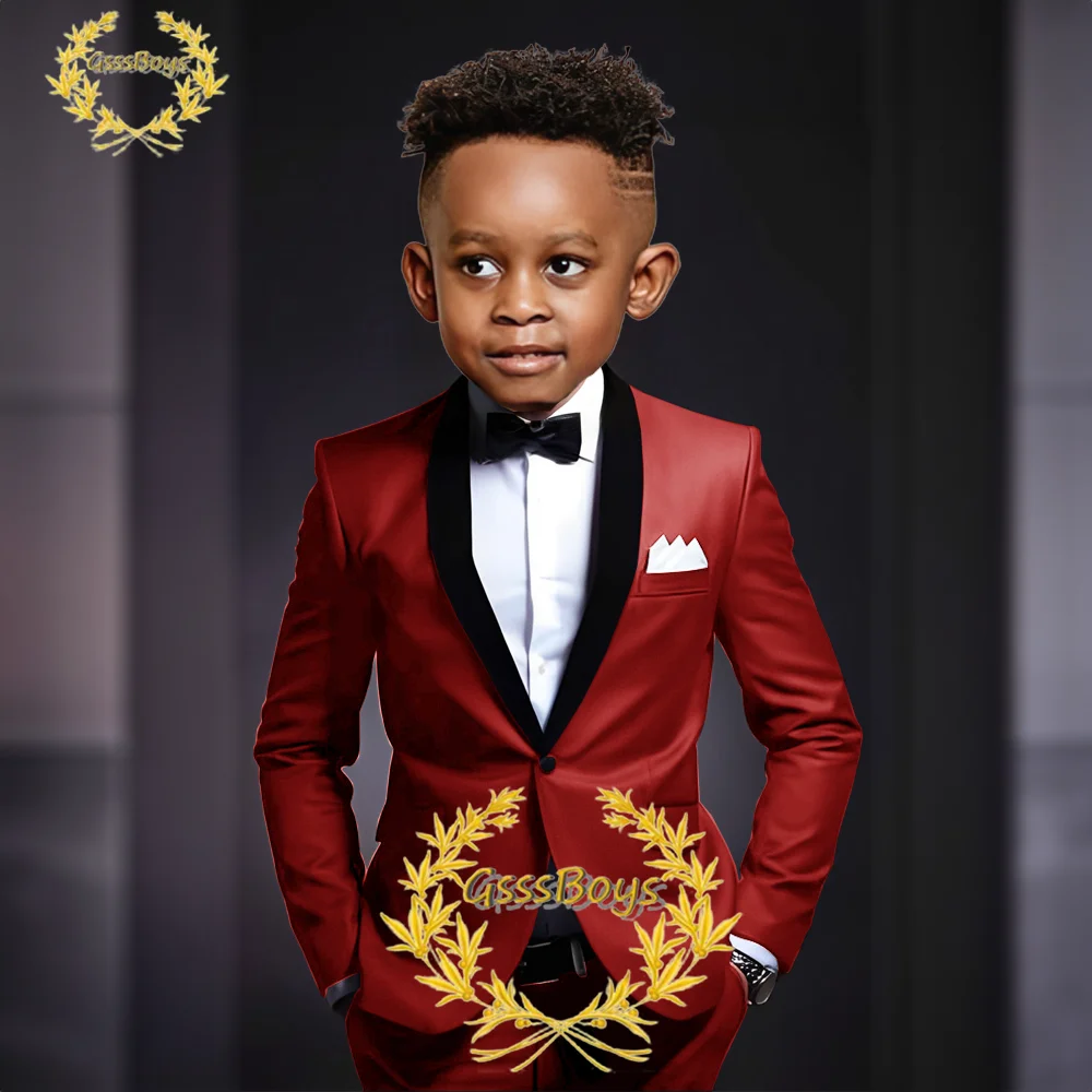 Boys Suit 2-16 Years Old Jacket Pants Vest 2 Piece Set Wedding Tuxedo Kids Formal Party Clothes Customized Color