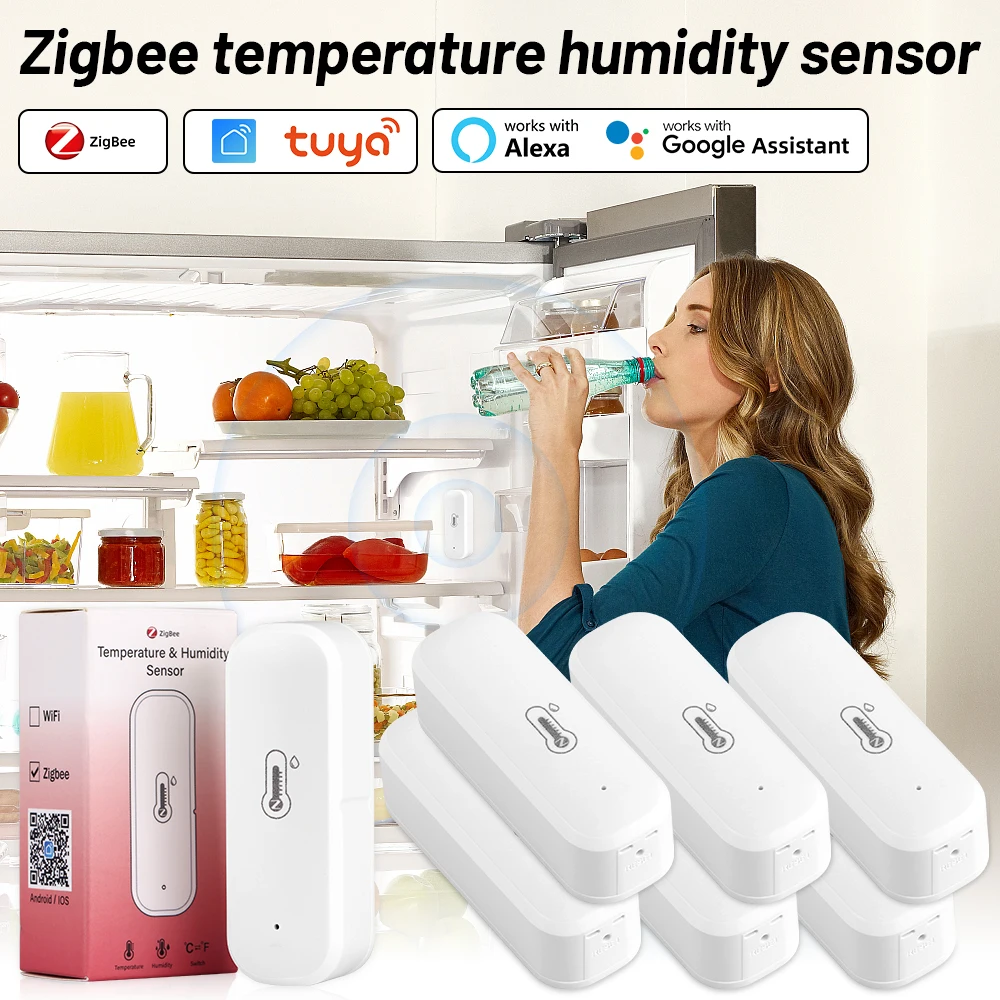 

Aubess ZigBee/WiFi Tuya Smart Temperature And Humidity Sensor Smart Life APP Wireless Remote Control Work With Alexa Google Home