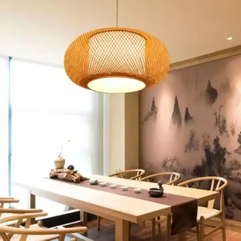 Rattan Wicker Pendant Ceiling Light, Luminárias De Bambu, Iluminação Home Decor, Aplicar para o quarto, Hotel, abajures de cozinha, 50cm