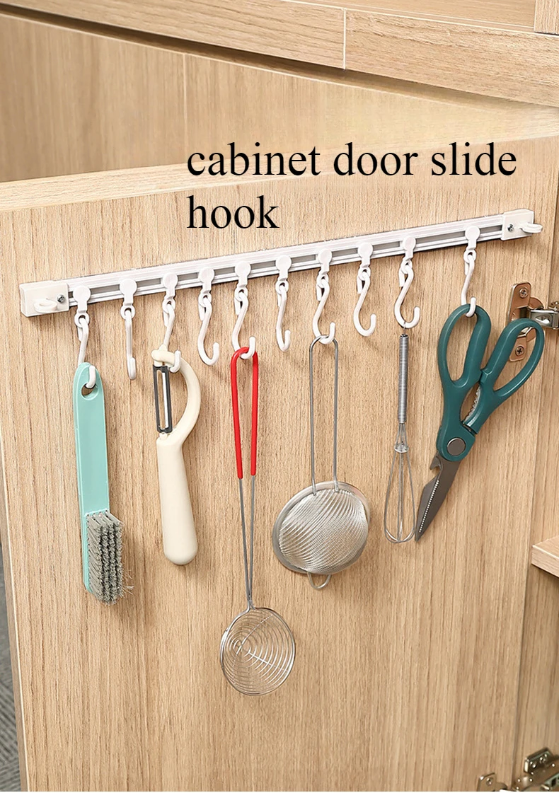 

Non-punching slidable track hook hanger hanging rod adhesive hook continuous row storage