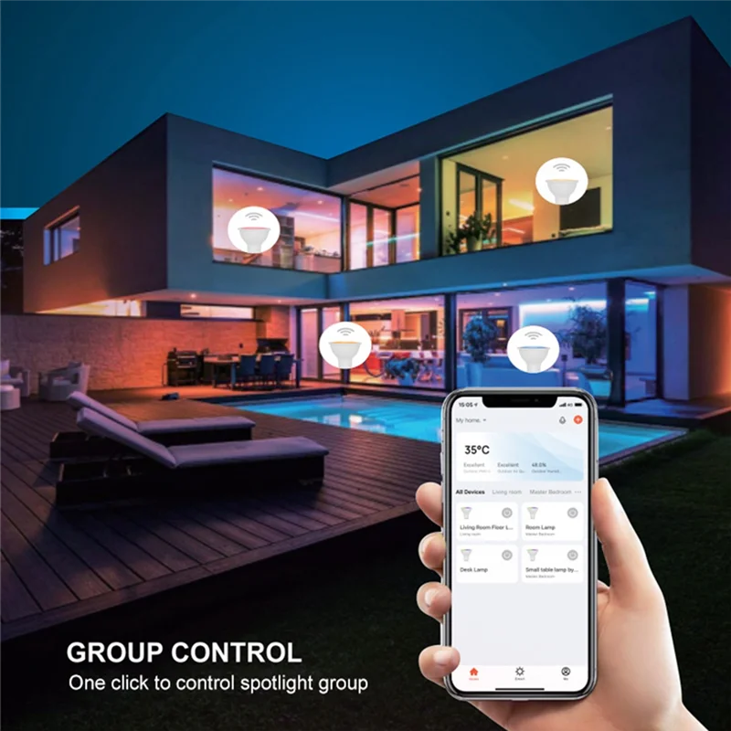 

AAAEL-Tuya Wi-Fi GU10 Умная светодиодная лампа с регулируемой яркостью 6 Вт 220 В Smart Life App Control Прожекторная лампа работает с Alexa Google