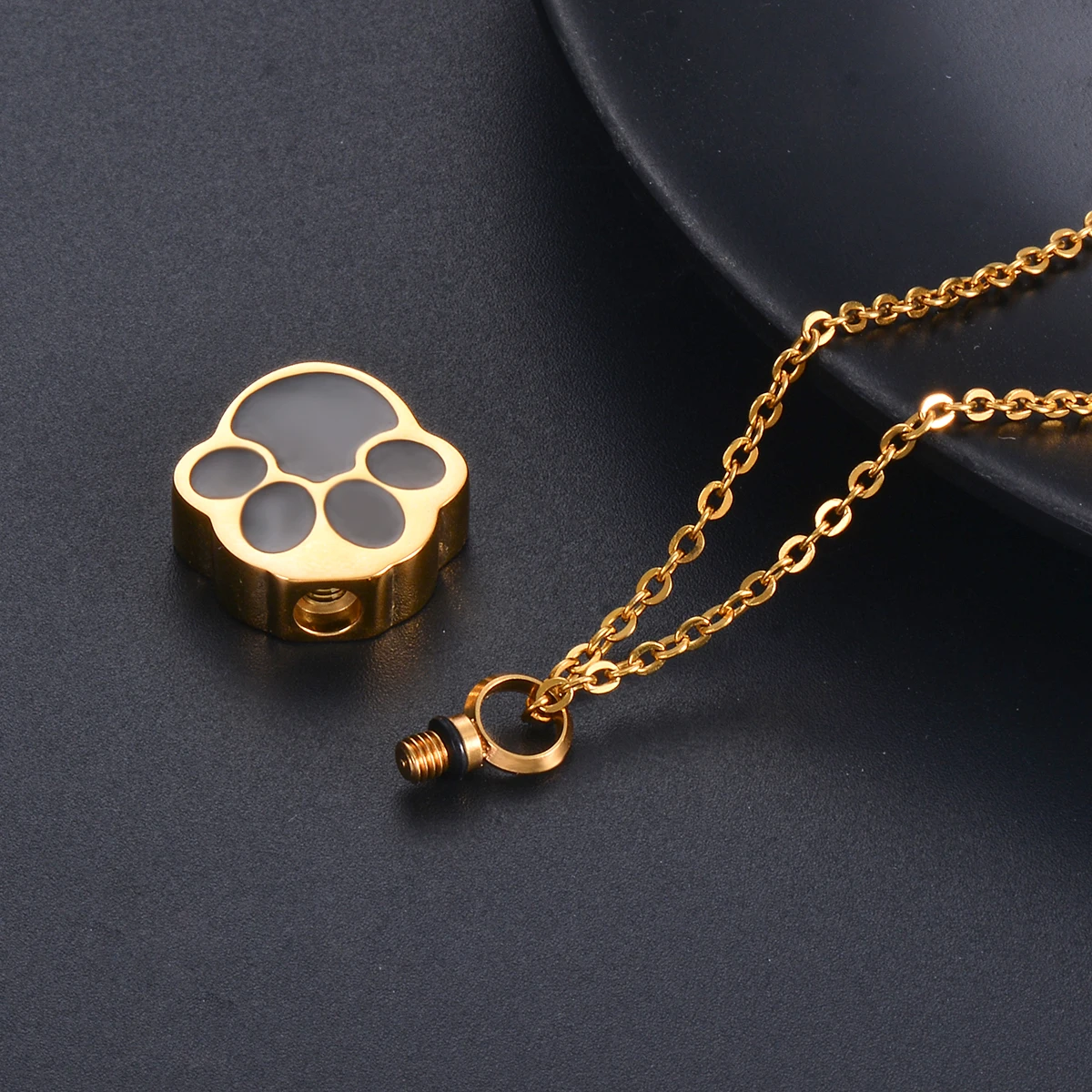 Stainless Steel Memorial Jewelry Dog Pet Paw Print Urn Necklace Ash Holder Keepsake Cremation Pendant for Women Men