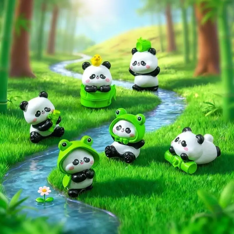 Niedliches Cartoon-Panda-Spielzeug, realistisches Tiermodell aus PVC, Dekoration für Schreibtisch und Auto, Miniatur-Landschaftsornament – Detail 1
