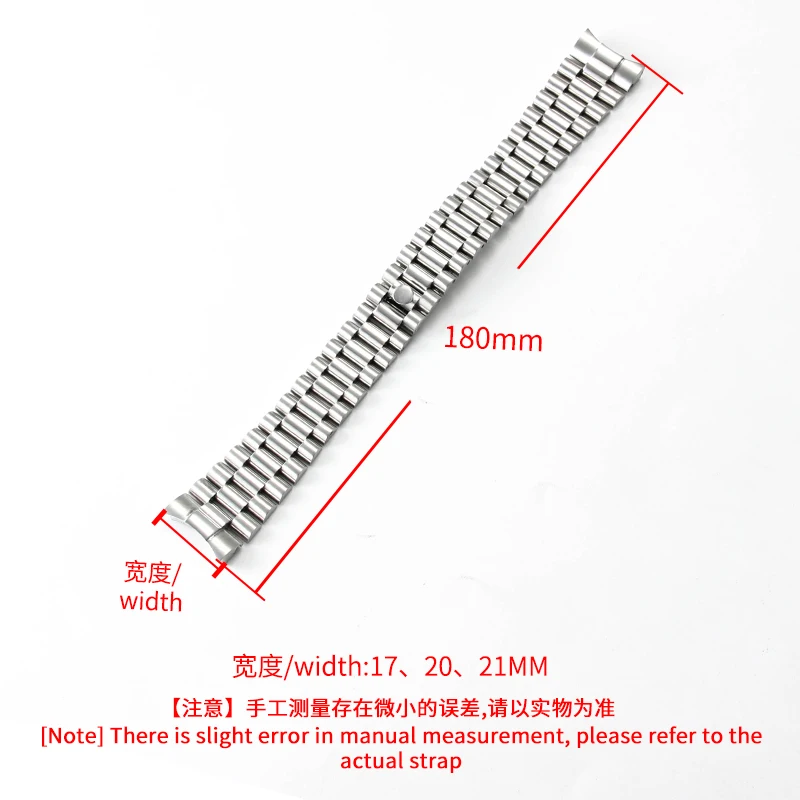 20 21mm Curved Interface Flush Case for Rolex Datejust Oyster Perpetual Easy Resizing Stainless Steel Watchband Sweat Resistant