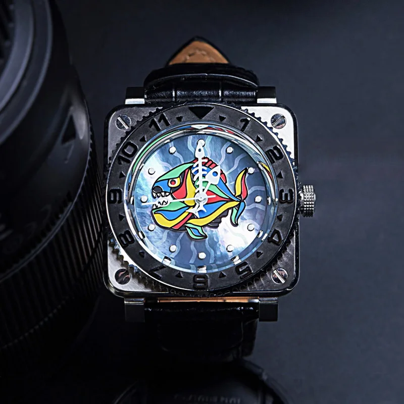 OKPLAY Men Automatic Watch 44mm Customized Modified Square Mechanical Wristwatch 20ATM Waterproof Luminous Sapphire Mirror NH35
