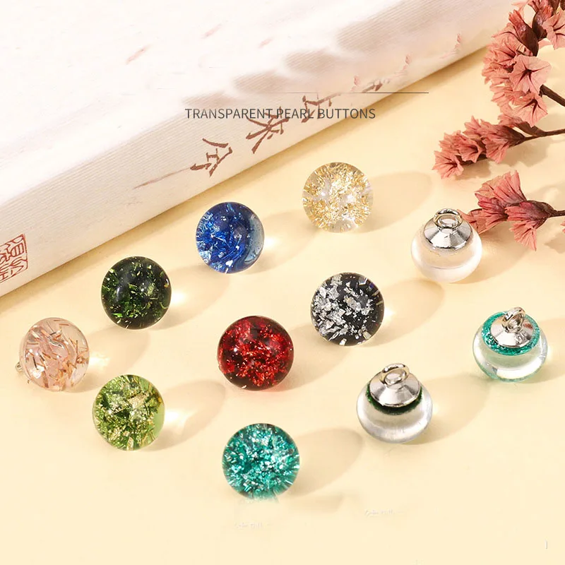 

30Pcs/lot 10mm Colorful 10mm gold foil cheongsam beads Hanfu buckle Chinese Tang clothing plate decorative buttons N785