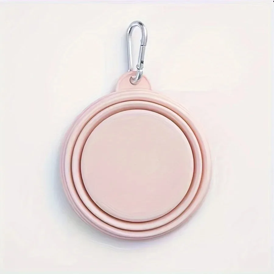 Portable Foldable Silicone Pet Bowl with Hanging Hook, Macaron Color Outdoor Travel Dog Feeder Food Water Container Pet Supplies