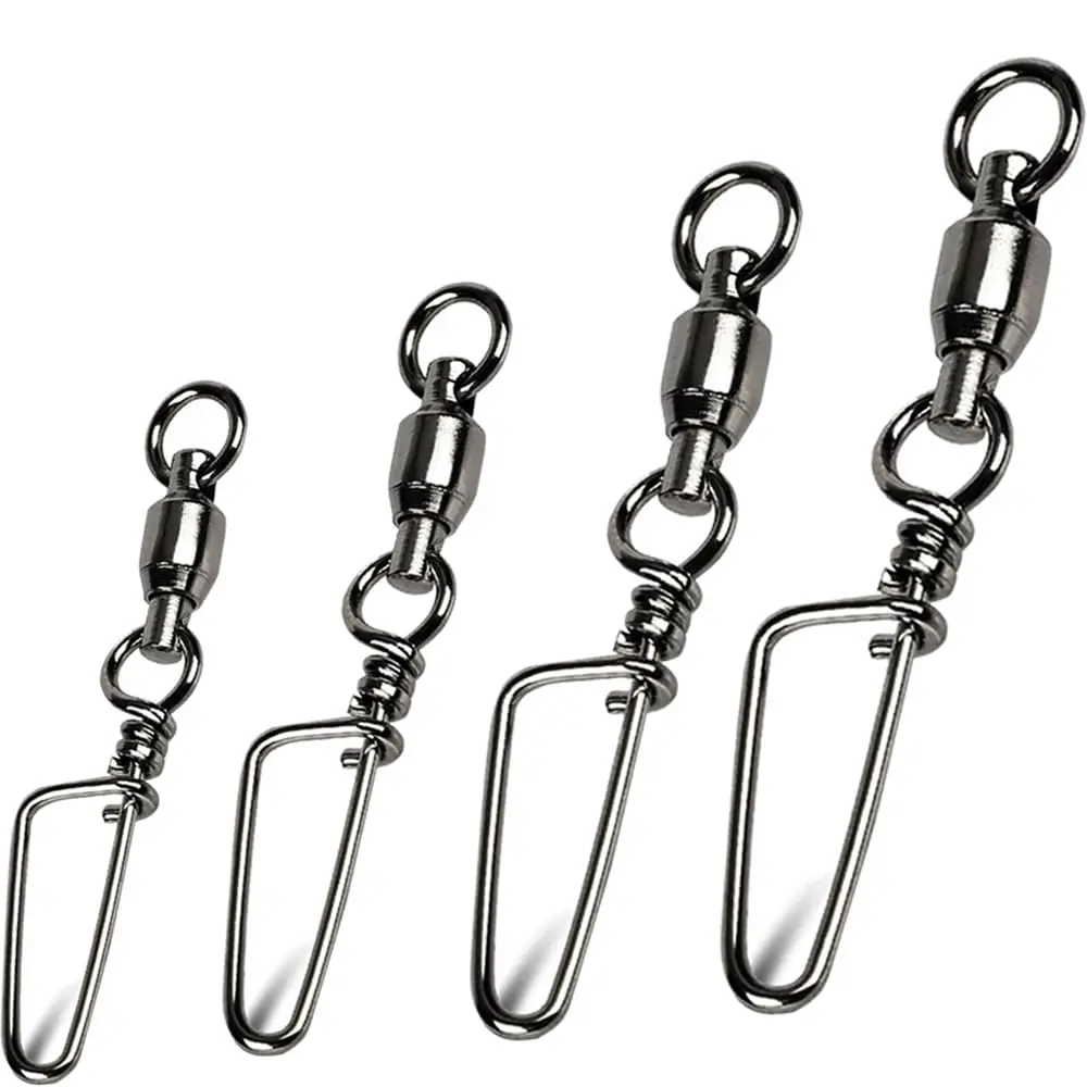 

TOPIND 100 pcs/bag Fishing Swivel Snap Ball Bearing Swivel with Coastlock Snap