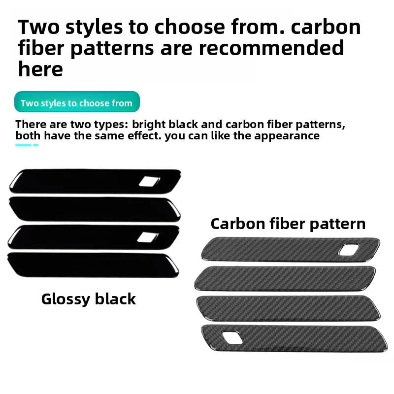 For GWM Wey 07 Car Exterior Door Handle Cover Trim Glue-drop Protective Stickers Patch Black Carbon Fiber Pattern Accessories
