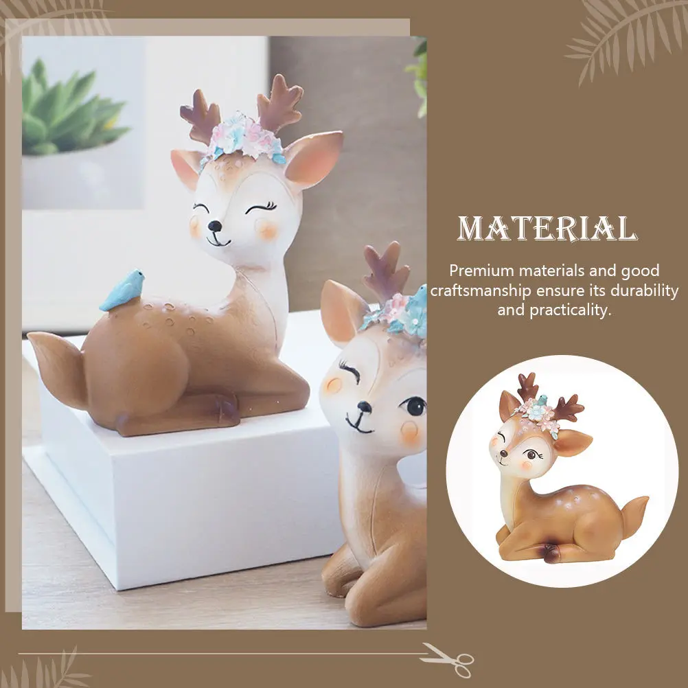 

4Pcs Small Deer Decorations Premium Resin Craft Lovely Home Desktop Ornament for Living Room Bedroom Study Cake Decoration